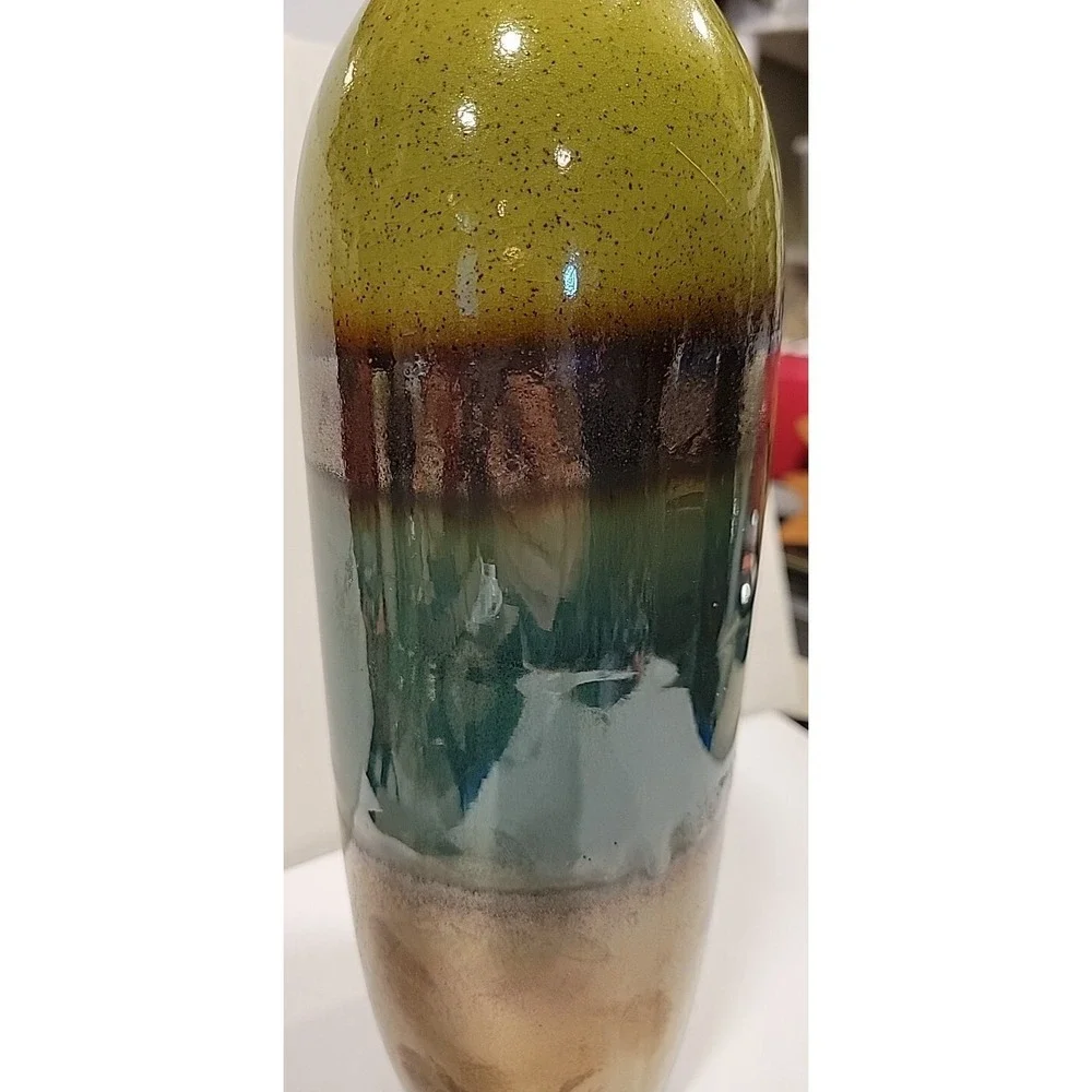 Metal‎ Mottled Brown Earth tones Bottle Vase 12